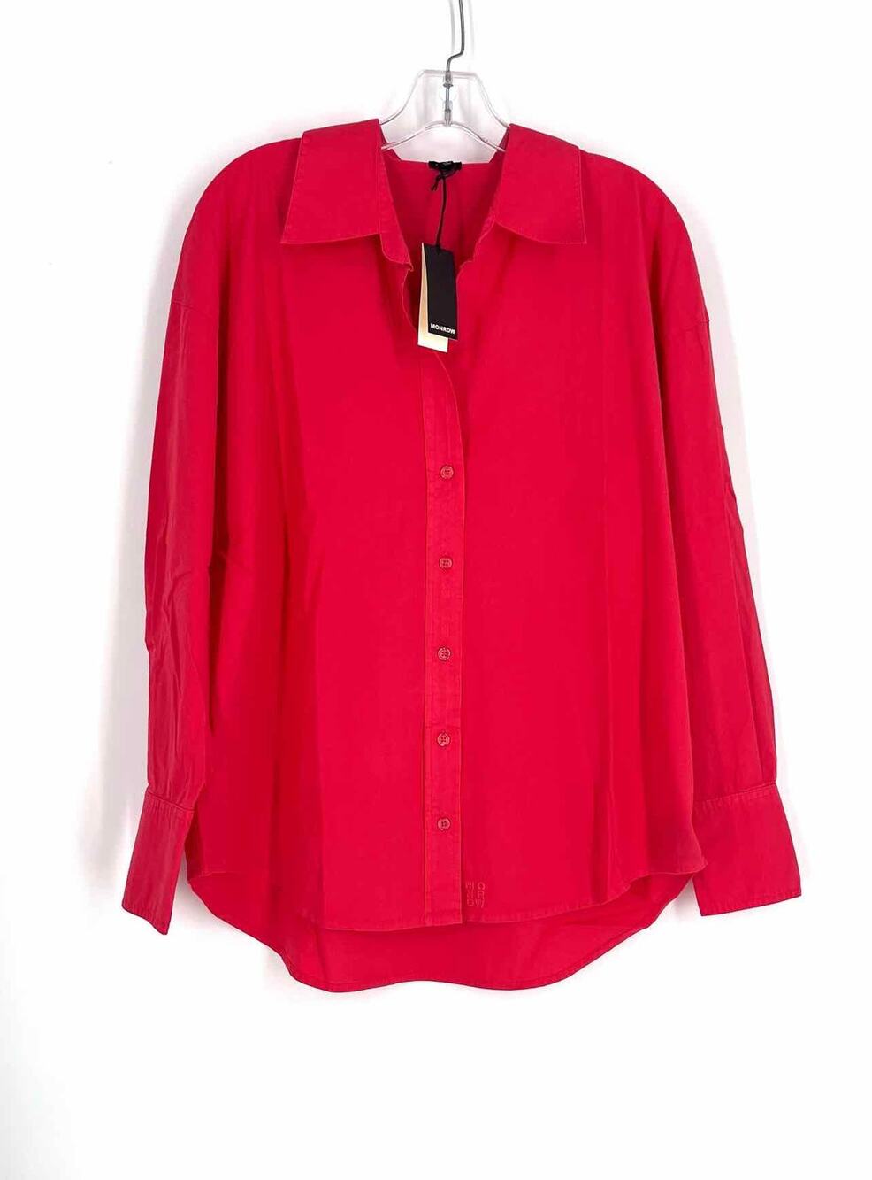 Monrow Size S Coral Solid Poplin NEW Designer Blouse